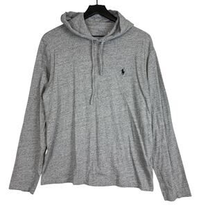 Polo Ralph Lauren Jersey Gray Pullover Hoodie Lightweight Mens - Size M